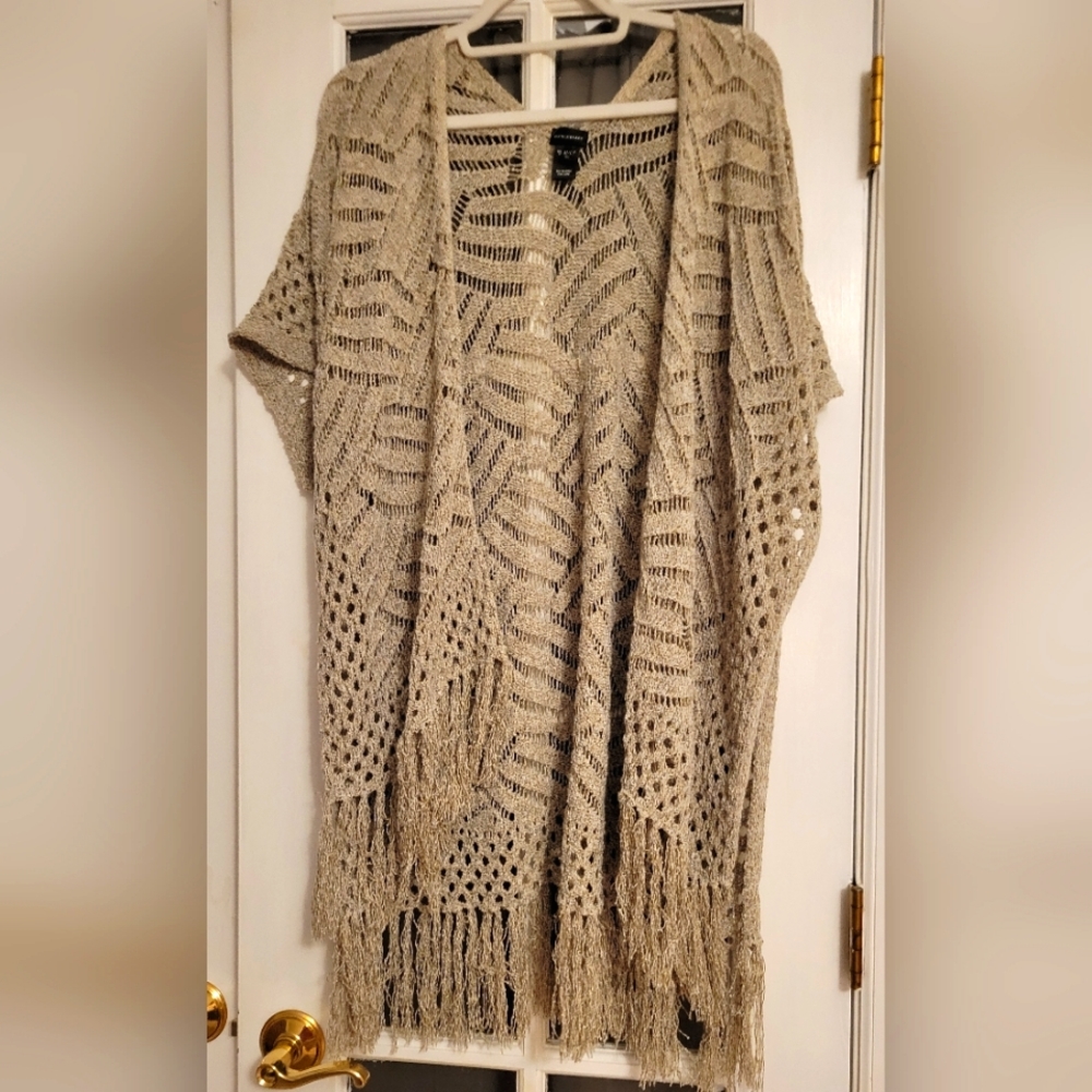 Buckle Black knit fringe cardigan